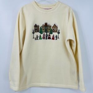Vintage Christmas Caroling Holiday Scene Sweater Size medium Oversized